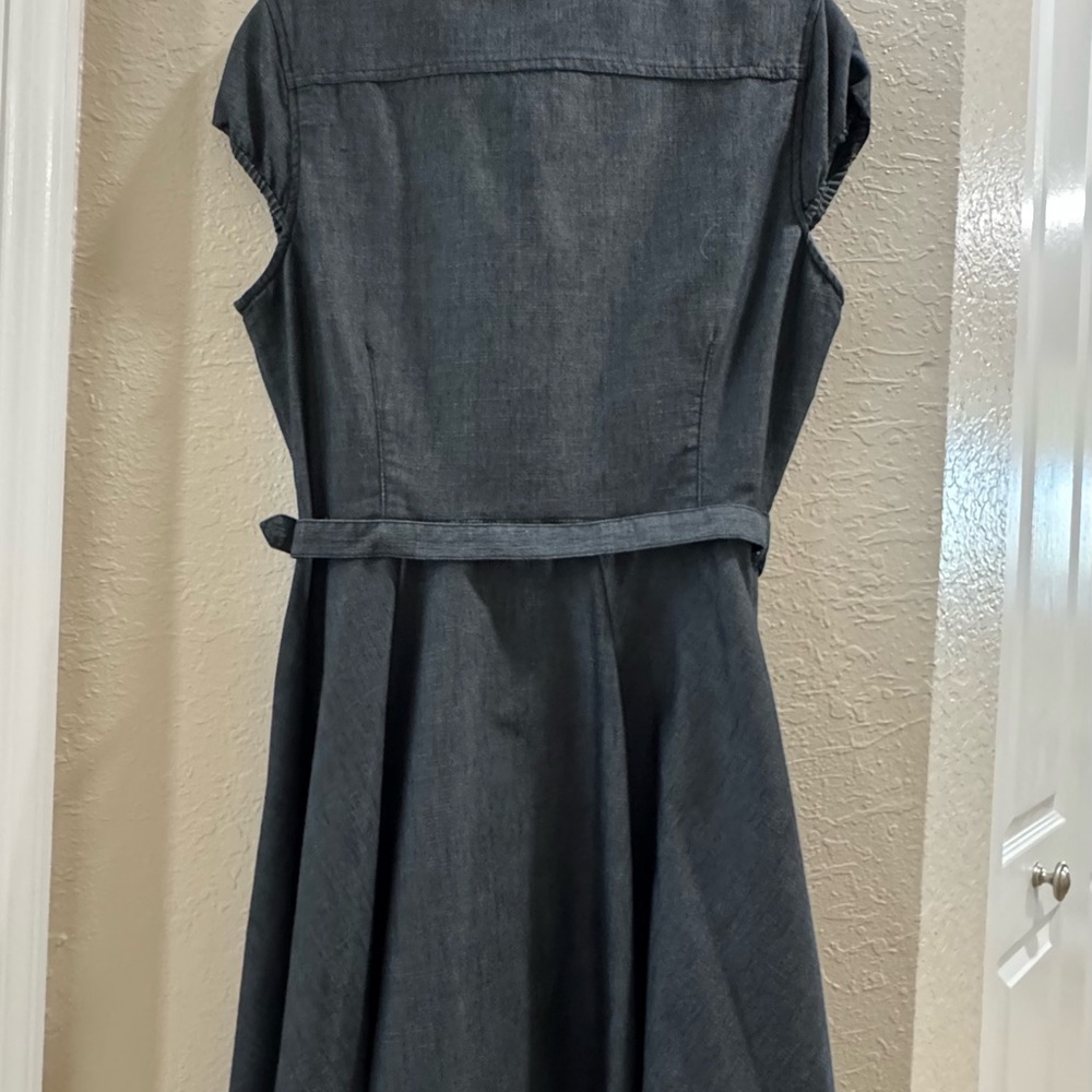 American Rag Dark Blue Denim Button-Front Fit-and-Flare Midi Dress - Picture 4 of 8